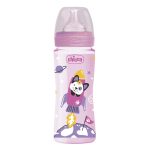 Chicco Μπιμπερό Πλαστικό με Θηλή Σιλικόνης Well Being ΡΟΖ 330ml 4M+ A60-28637-10