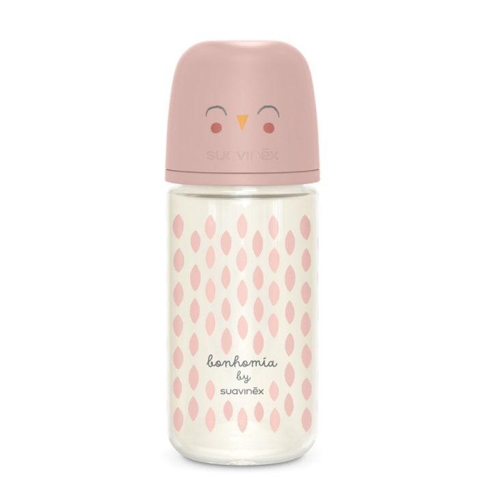 Suavinex Γυάλινο Μπιμπερό Bonhomia με Θηλή Σιλικόνης 240ml για 3+ μηνών Pink 3307830 - Image 1