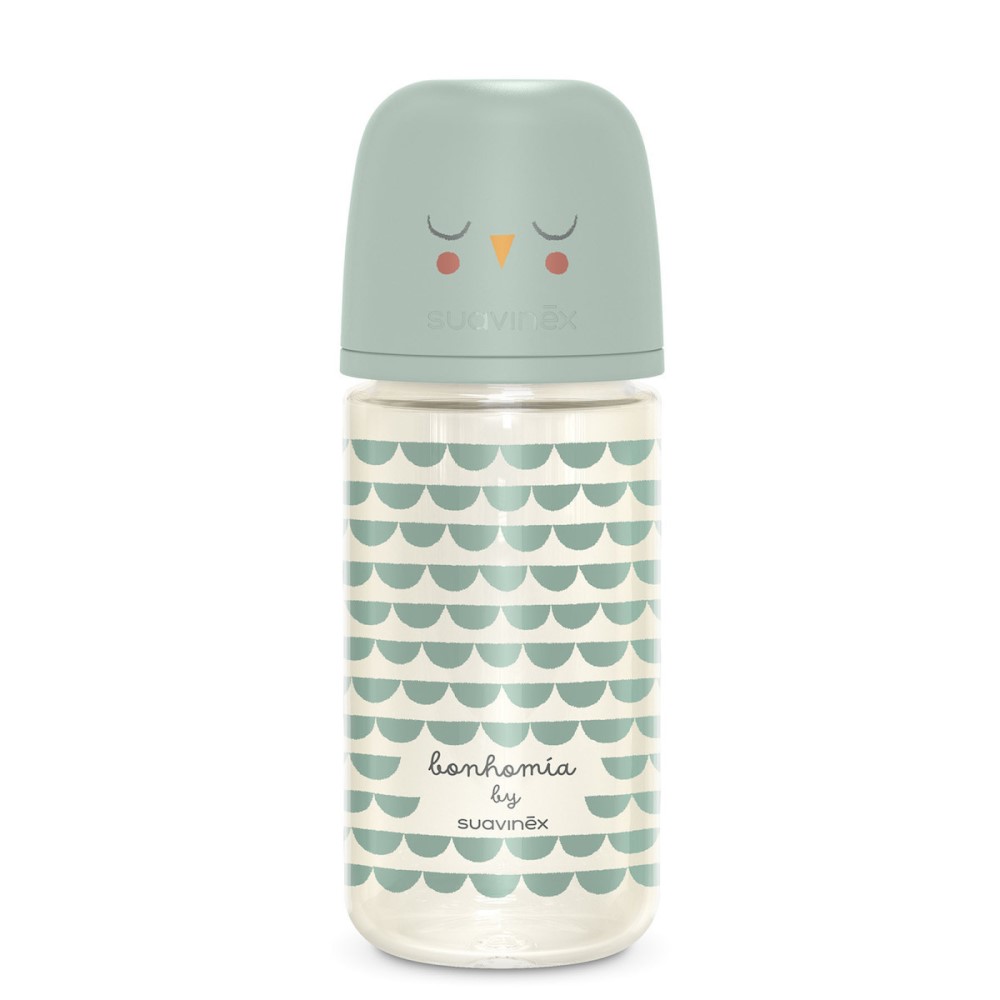 Suavinex Γυάλινο Μπιμπερό Bonhomia με Θηλή Σιλικόνης 240ml για 3+ μηνών Green 3307830 - Image 1