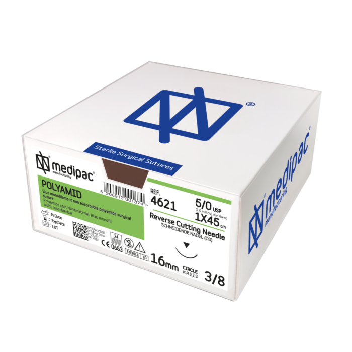 Medipac Ράμμα Polyamid 4/0 Μονό 45cm, Βελόνα 19mm 3/8 Στρογγυλή 4632 - Image 1