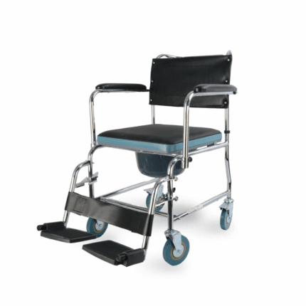 MedicalBrace Απλό μεταλλικό αμαξίδιο μπάνιου με WC και δερμάτινο κάθισμα MB.W2052