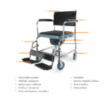 MedicalBrace Απλό μεταλλικό αμαξίδιο μπάνιου με WC και δερμάτινο κάθισμα MB.W2052 - Image 2